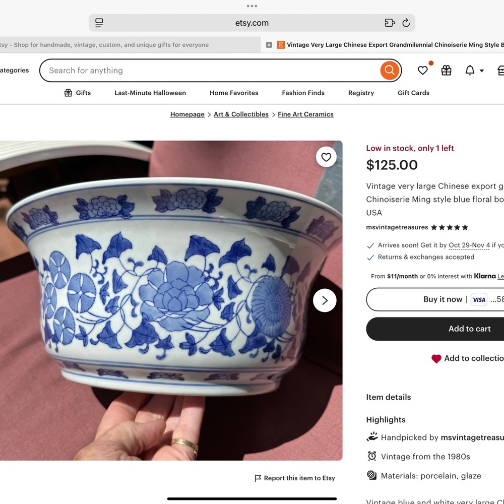 Vintage Large Chinese blue and white porcelain ink wash basin - Picture 12 of 12